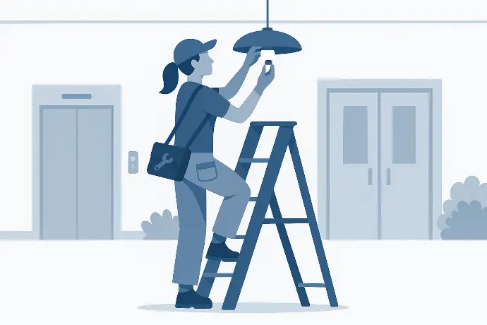 Maintenance courante Brabant wallon, remplacement d’ampoule dans un immeuble de bureaux