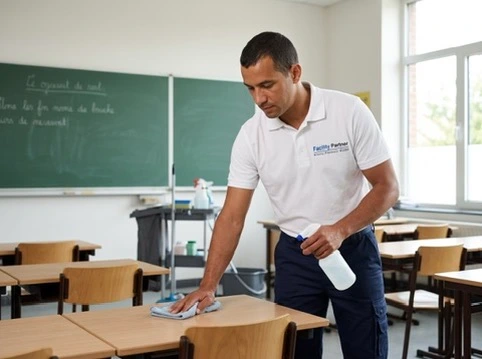 Nettoyage d'une école par Facility Partner