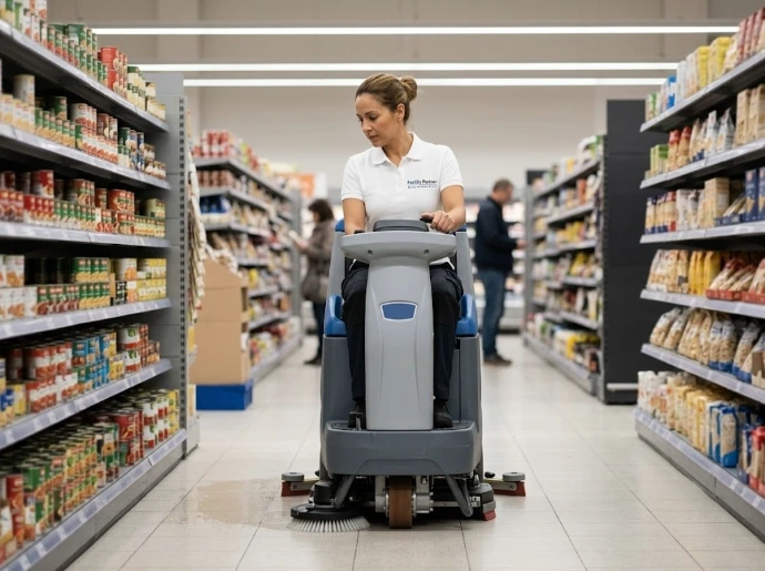 Nettoyage d'un magasin par Facility Partner